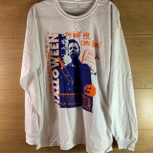 Halloween Men’s XL Graphic Long Sleeve Tee White movie NWOT